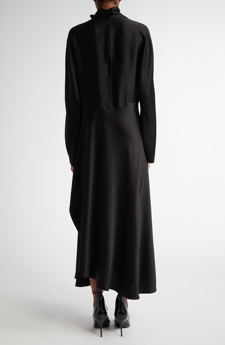 Alaïa Asymmetric Long Sleeve Fluid Midi Dress, Alternate, color, 