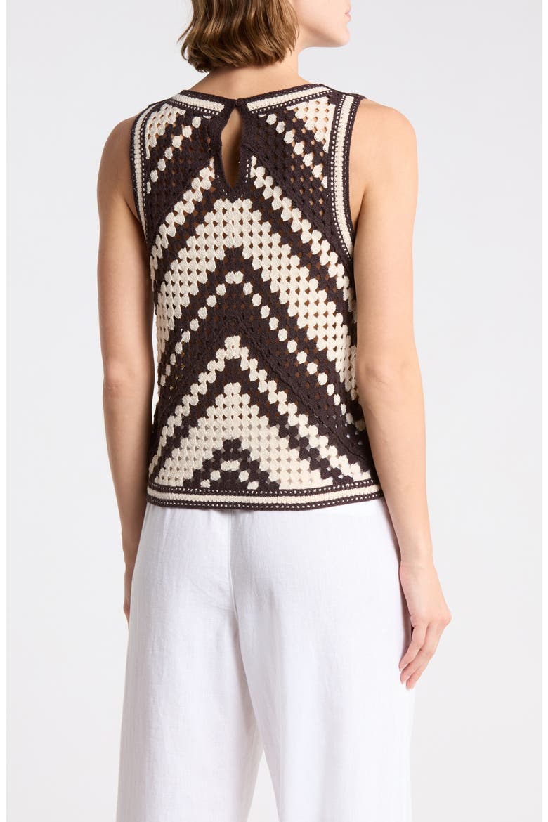 Chevron Crochet Sweater, Alternate, color, CHOCOLATE/ CREAM