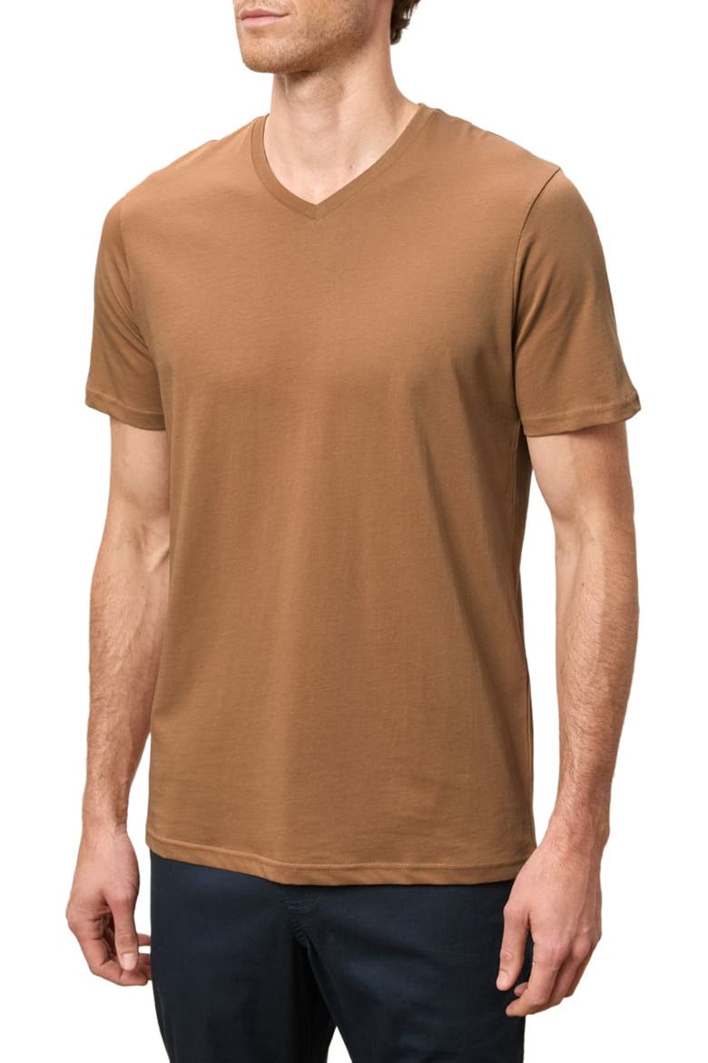 Organic Softspun V-Neck Tee, Alternate, color, Brown Sugar