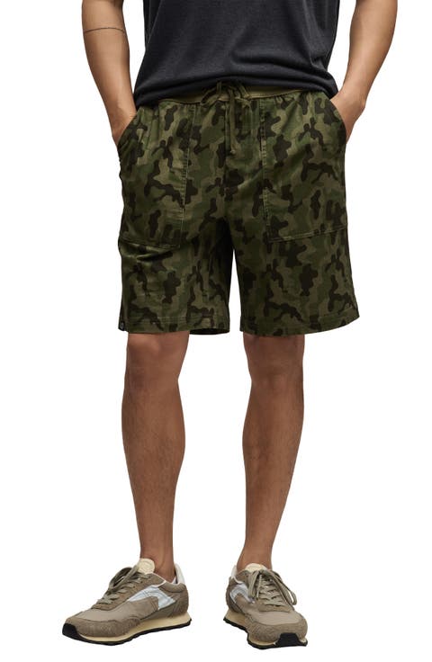 Camo Cotton Stretch Twill Drawstring Utility Shorts