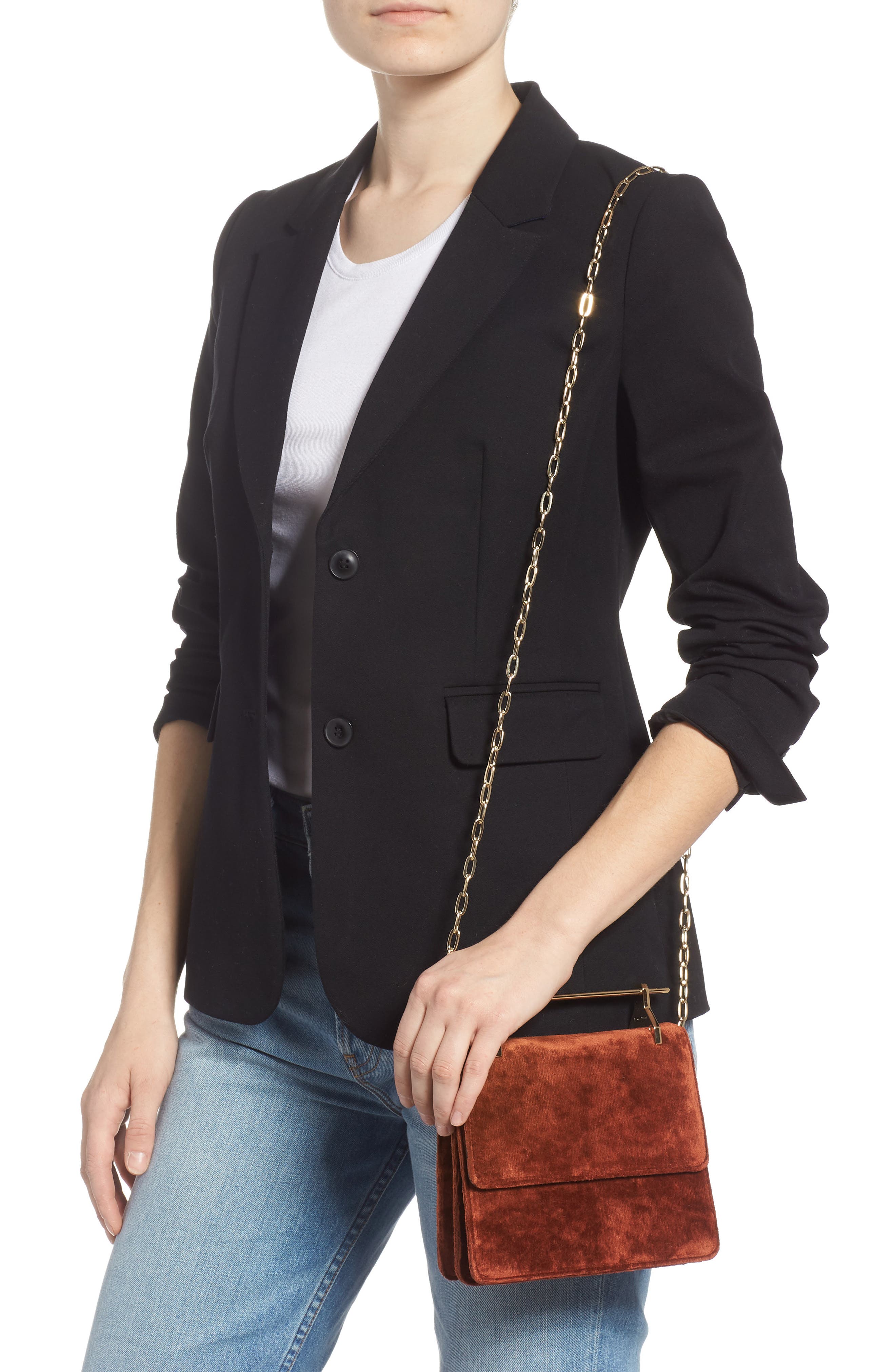 M2MALLETIER Mini La Collectionneuse Velvet Crossbody Bag, Alternate, color, 