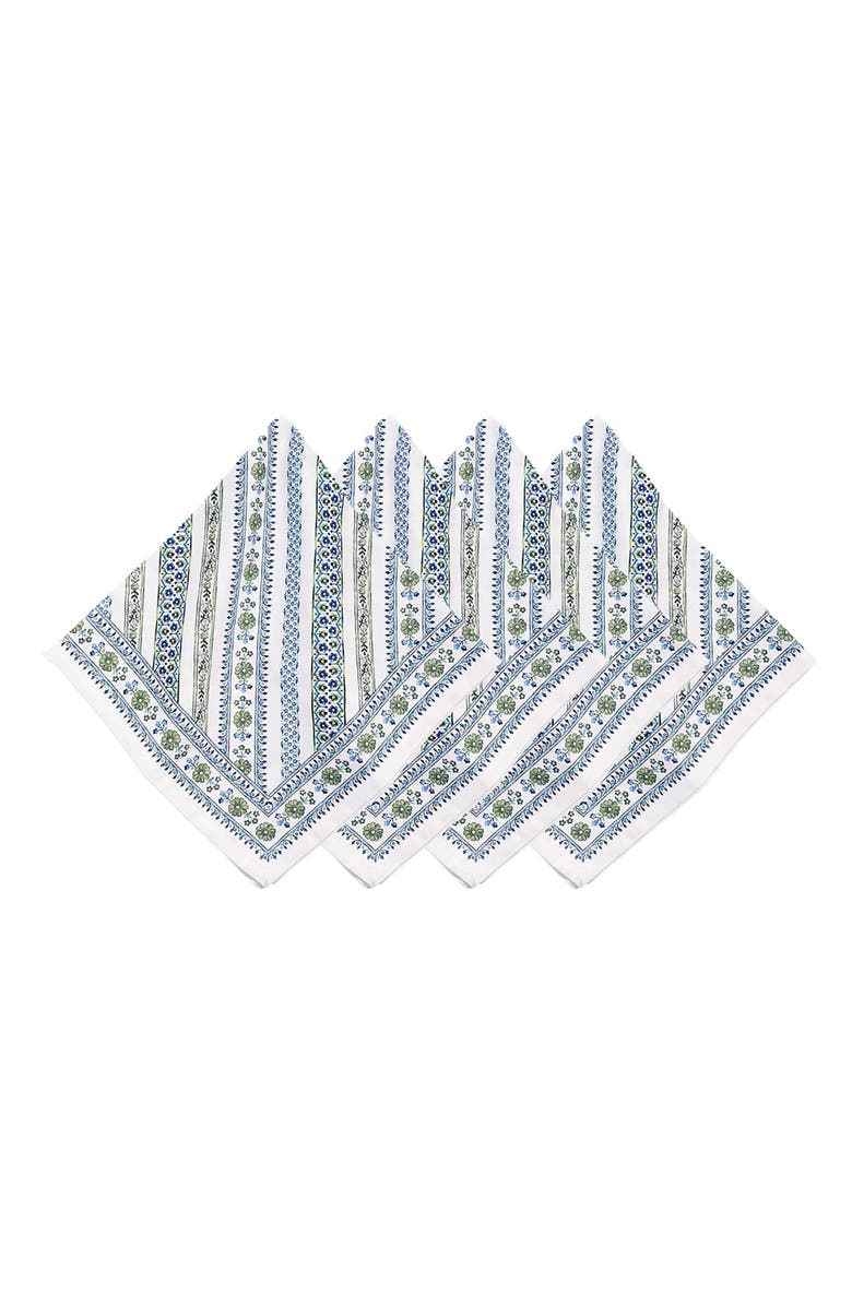 Juliska Set of 4 Seville Stripe Cotton Napkins, Main, color, Green