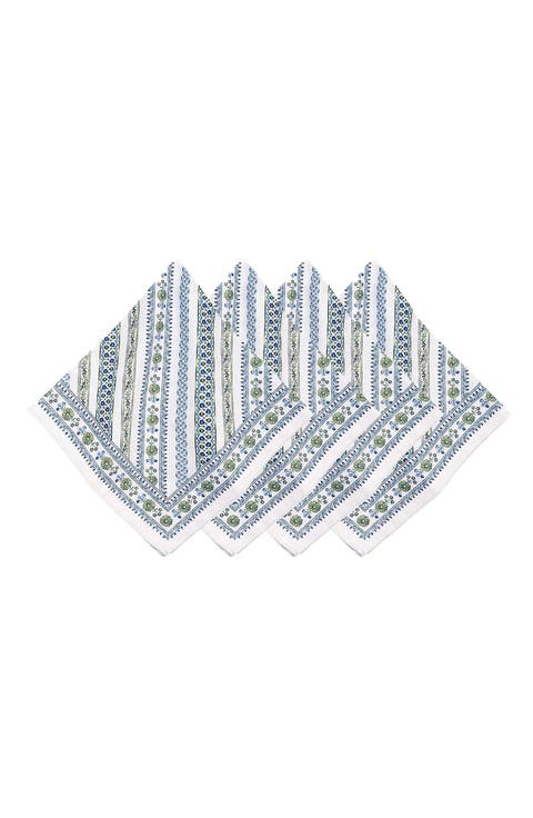 Set of 4 Seville Stripe Cotton Napkins