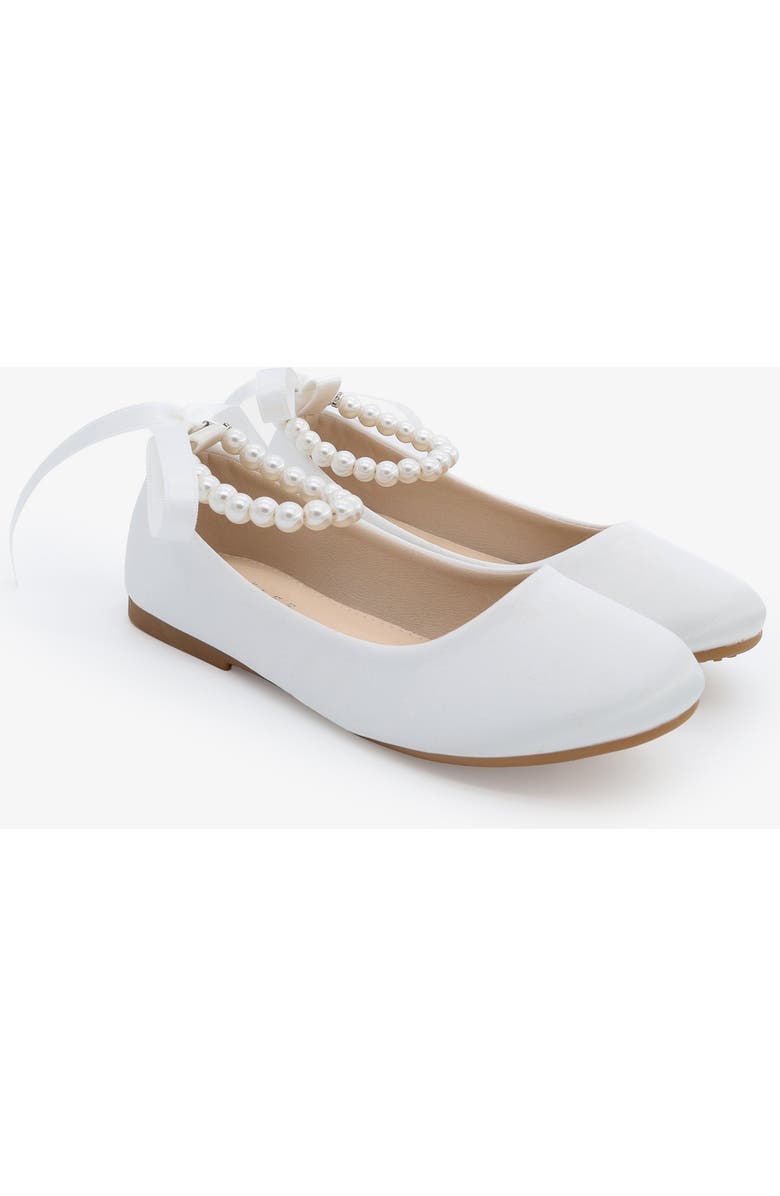 Kailee P Harper Satin Flower Girl Flats, Main, color, White