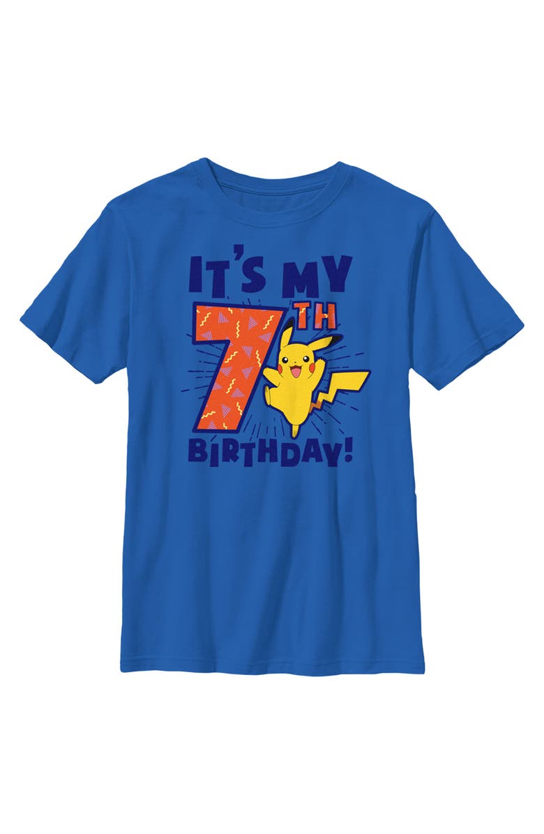 POKEMON Boy's Pokemon It's My 7th Birthday Pikachu Graphic T-Shirt, Main, color, Royal Blue