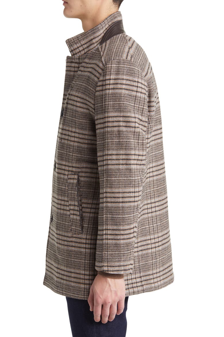 Upton Bib Insert Wool Blend Car Coat, Alternate, color, BROWN PLAID