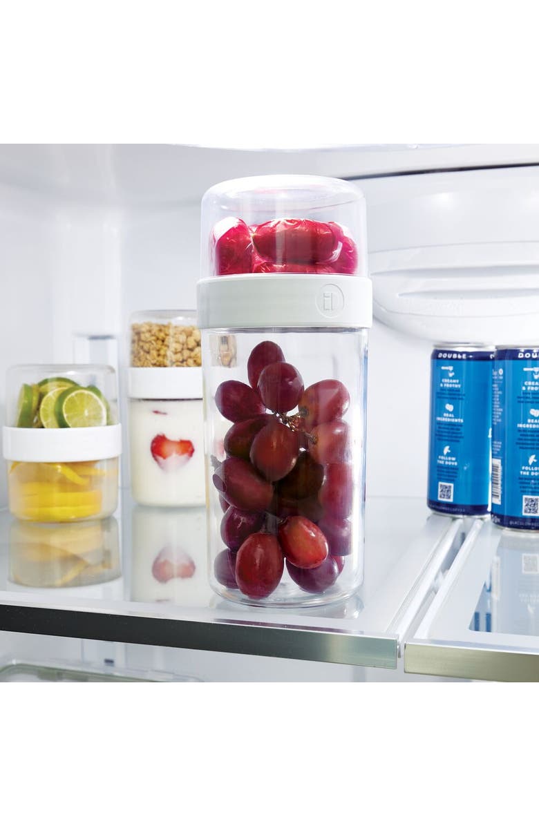 iDesign Large Stack 'n Snack Food Containers - Stackable Snack Containers - Set of 4 - Clear/White, Alternate, color, Clear/White