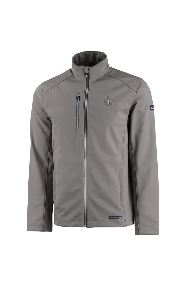 Cutter & Buck Men's Cutter & Buck Gray New Orleans Saints Evoke Eco Softshell Recycled Full-Zip Jacket, Alternate, color, 
