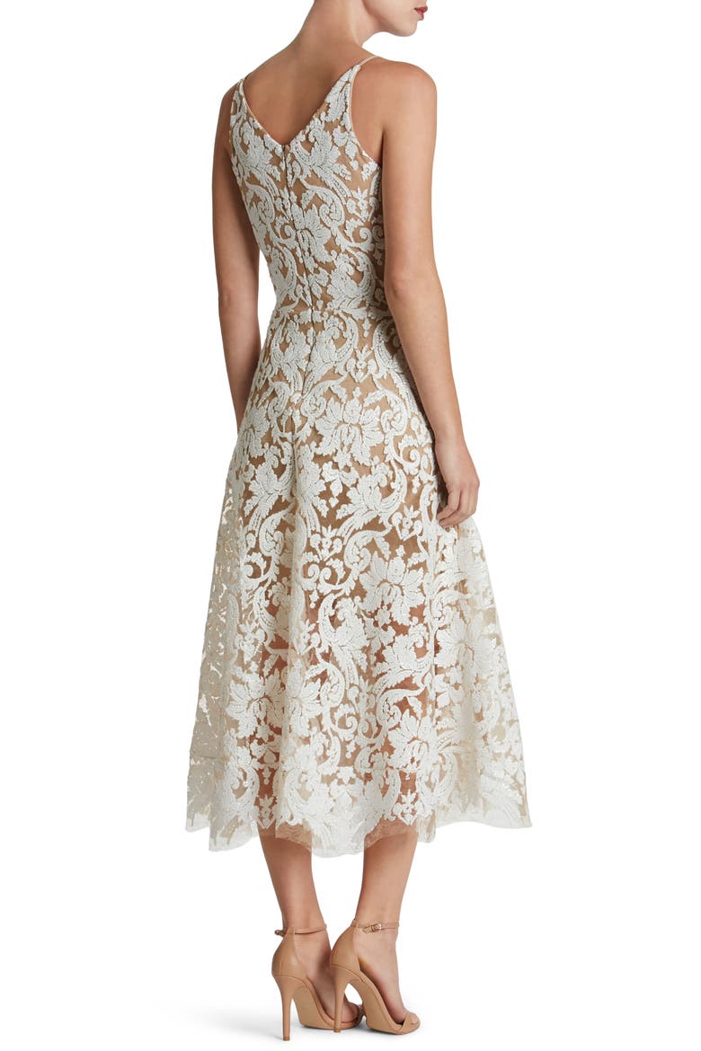 Blair Embellished Fit & Flare Cocktail Dress, Alternate, color, WHITE/ NUDE
