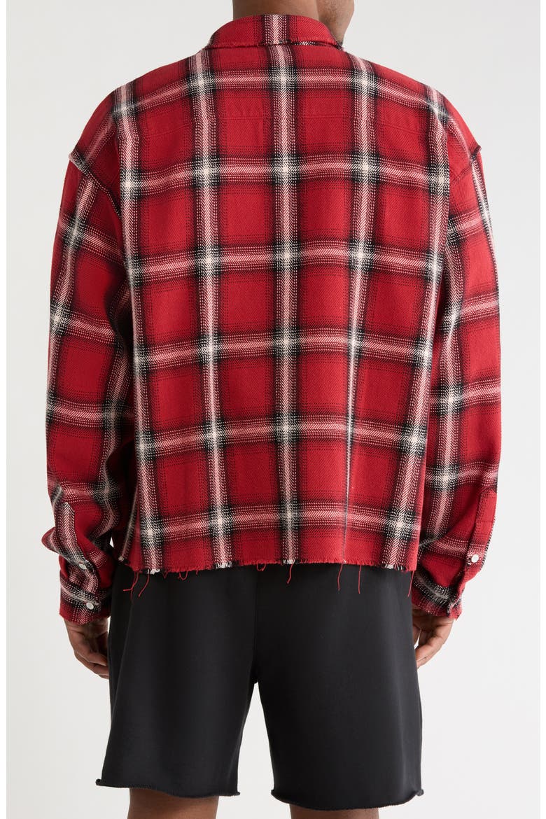 Cropped Raw Edge Flannel Shirt, Alternate, color, WHITE MULTI