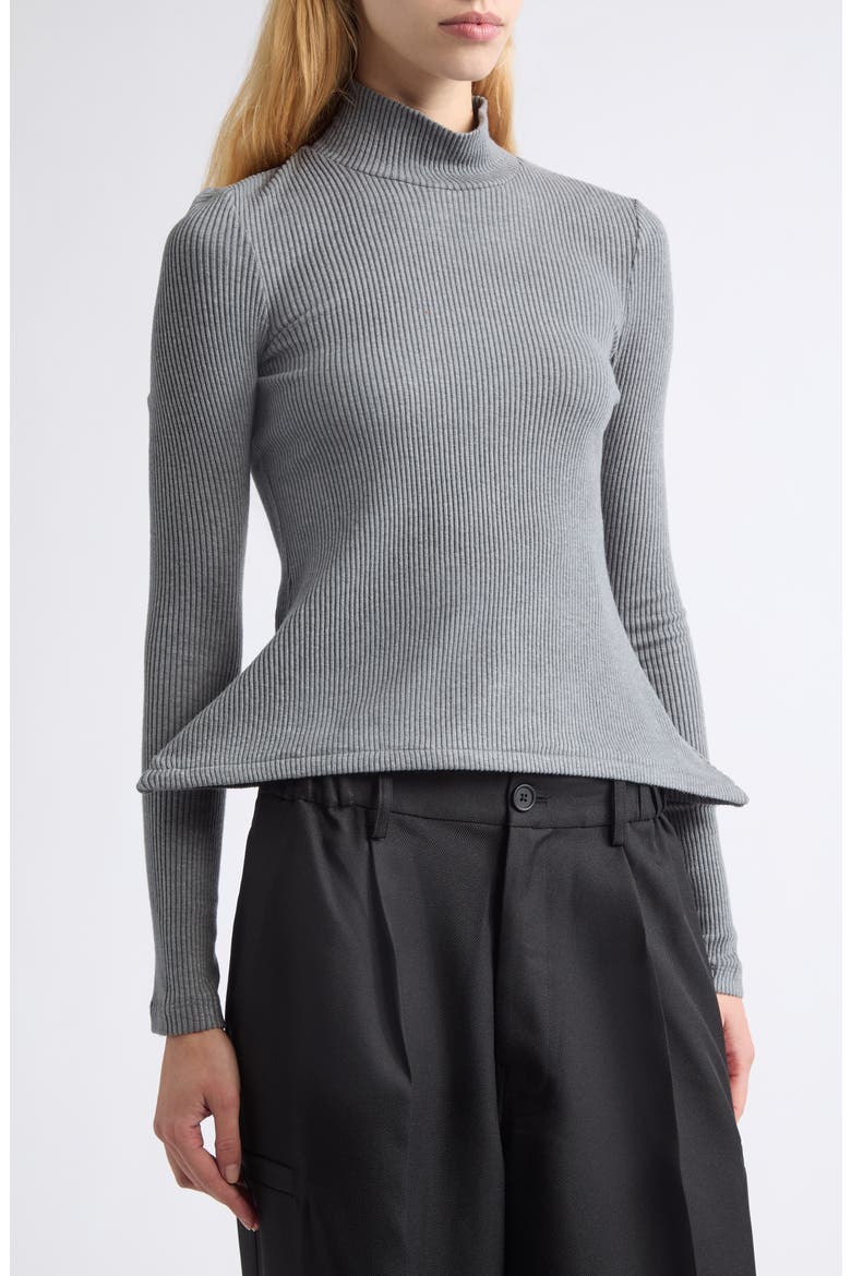 Pointy Turtleneck Ribbed Sweater, Alternate, color, GREY