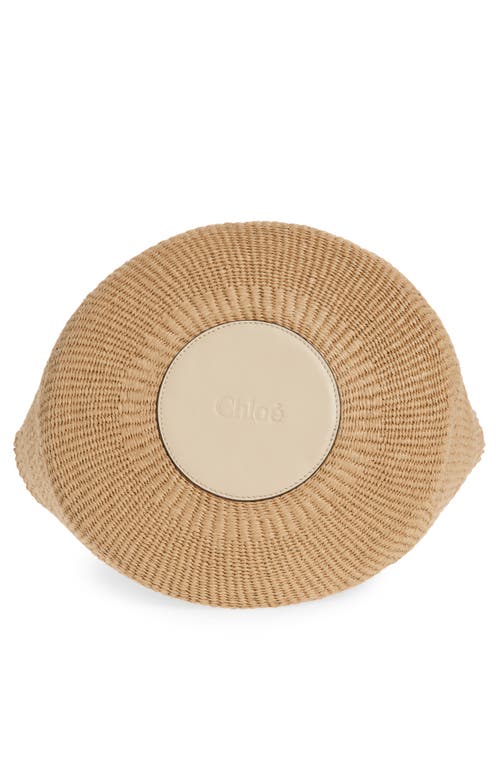 Chloé Large Horse Medal Basket Tote Bag In Paper And Leather In Deep Ivory