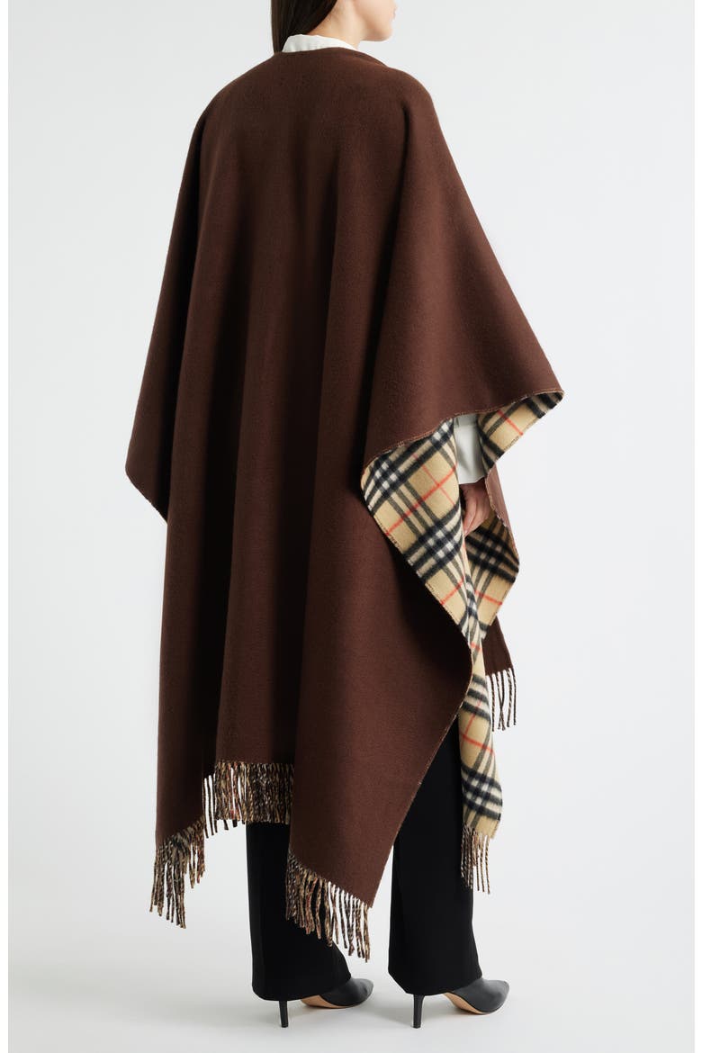 Wool & Cashmere Reversible Cape, Alternate, color, TREACLE BROWN
