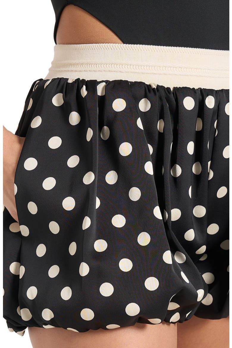 Zoe Satin Polka Dot Balloon Shorts, Alternate, color, Black/White