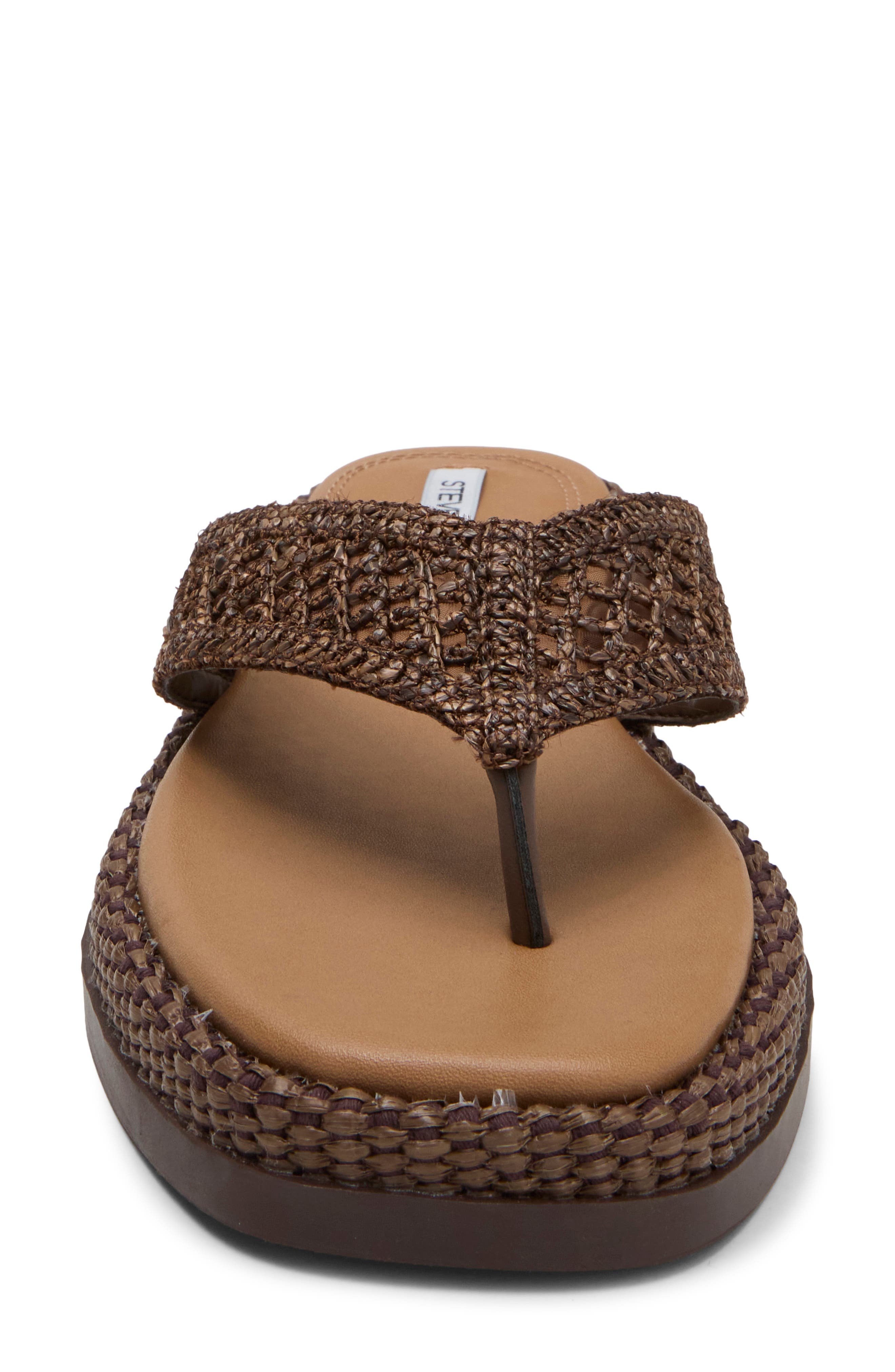 Bella Thong Platform Slide Sandal, Alternate, color, BROWN RAFFIA