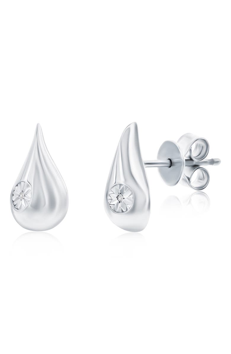 SIMONA Sterling Silver Diamond Teardrop Stud Earrings, Main, color, Silver