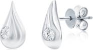SIMONA Sterling Silver Diamond Teardrop Stud Earrings