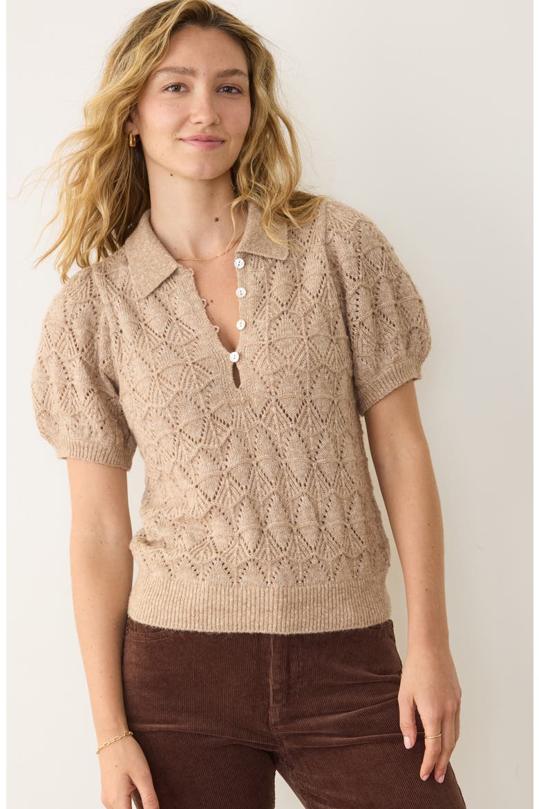 Rebecca Pointelle Sweater, Alternate, color, TAUPE