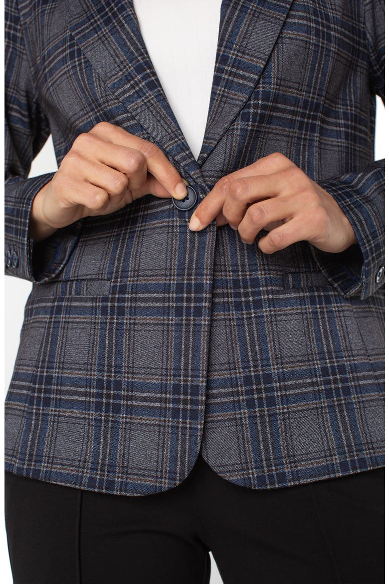 Fitted One-Button Plaid Blazer, Alternate, color, LIBERTY BLUE/GREY TARTAN PLAID