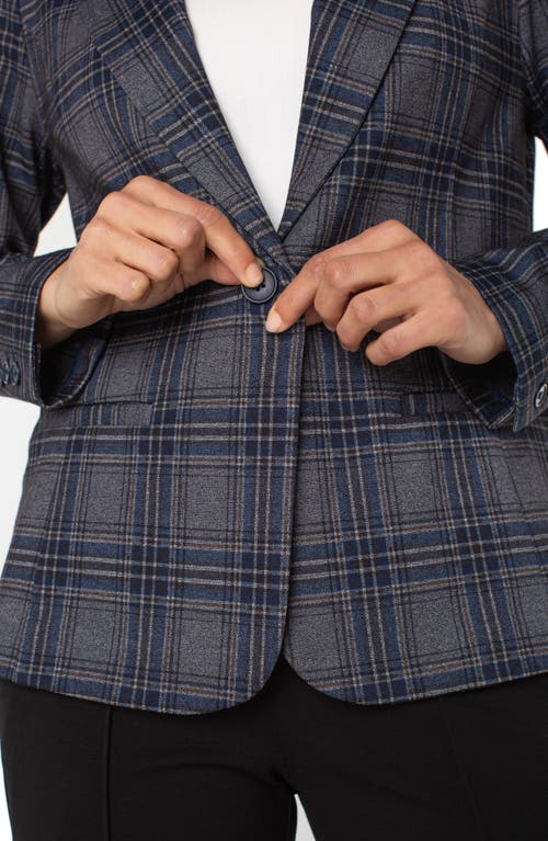 Liverpool Los Angeles Fitted One-button Plaid Blazer In Blue