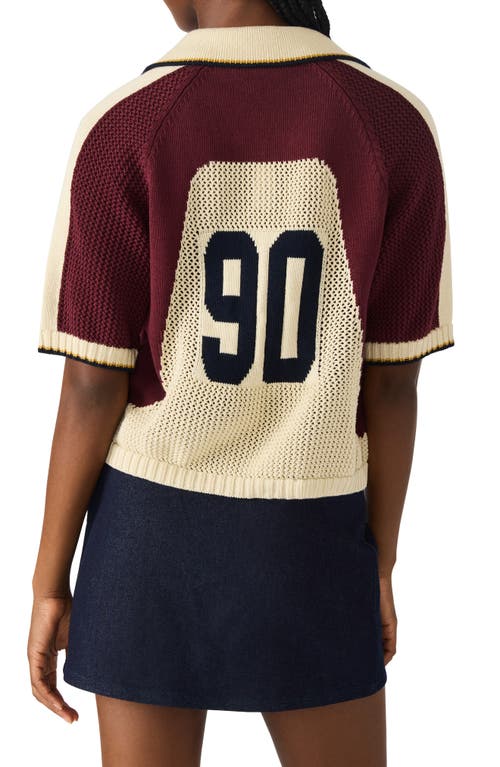 Steve Madden Axon Open Stitch Polo Sweater In Neutral