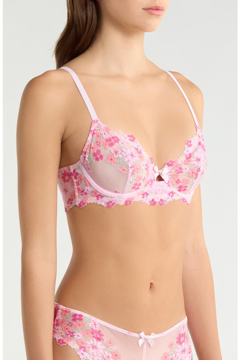 Wonderfleur Lace Unlined Demi Bra, Alternate, color, PINK CHERRY BLOSSOM