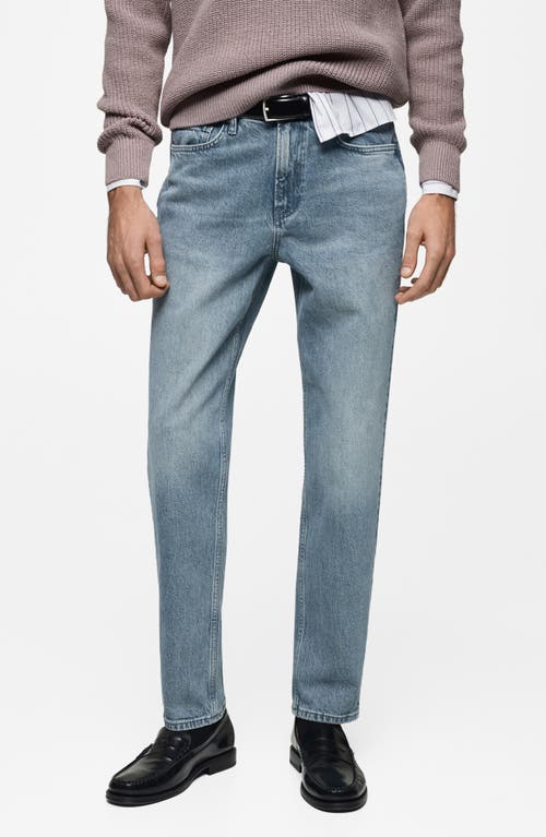 Mango Men's Volt Regular-fit Frayed-effect Jeans In Petrol Blue
