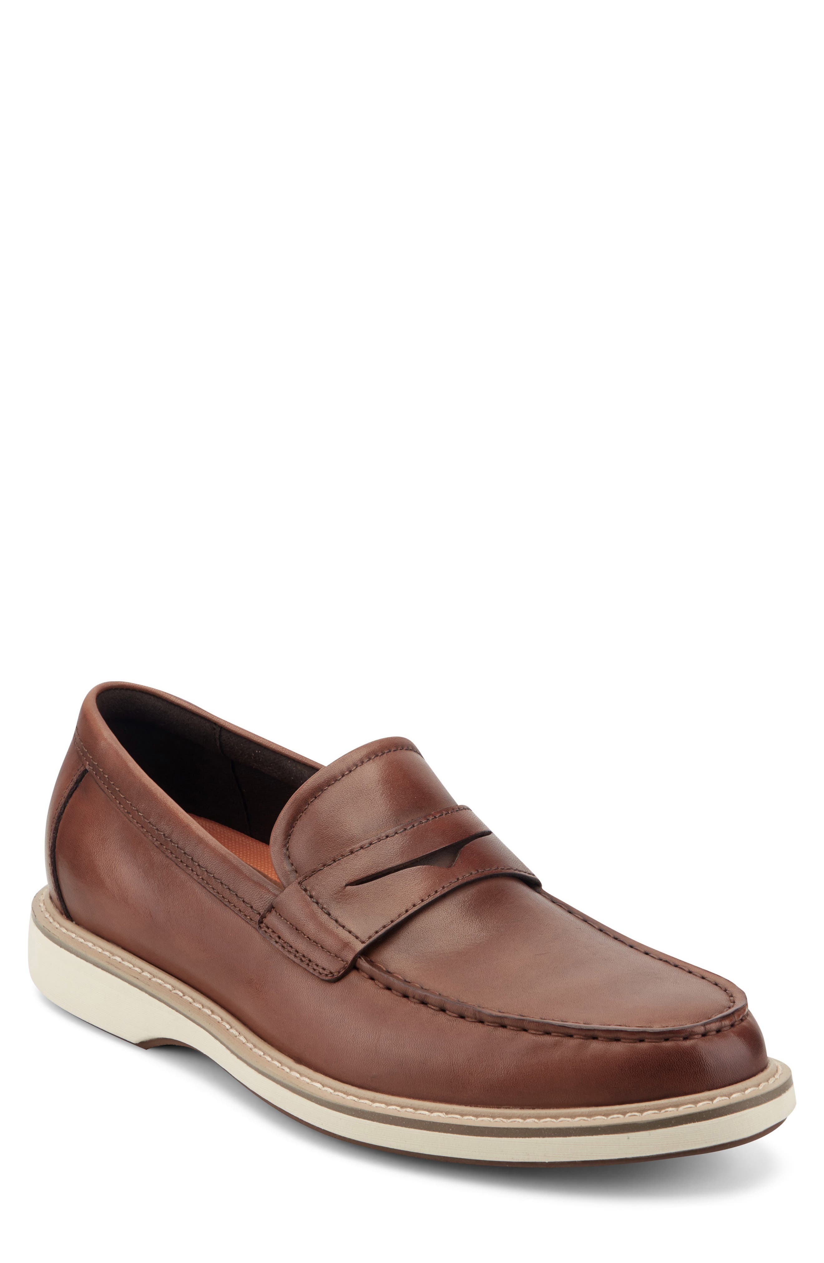 Ledger Leather Penny Loafer, Main, color, DARK NATURAL 120