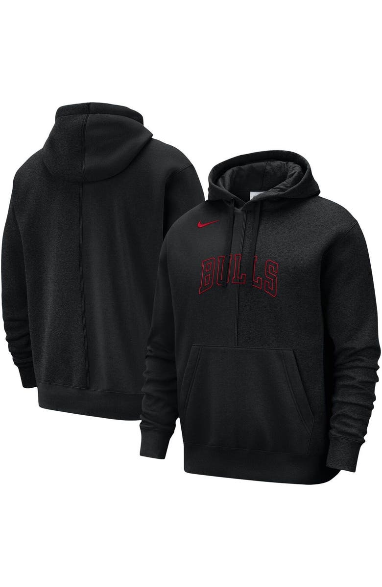 Nike Men's Nike Black Chicago Bulls Courtside Versus Stitch Split Pullover Hoodie, Main, color, Black