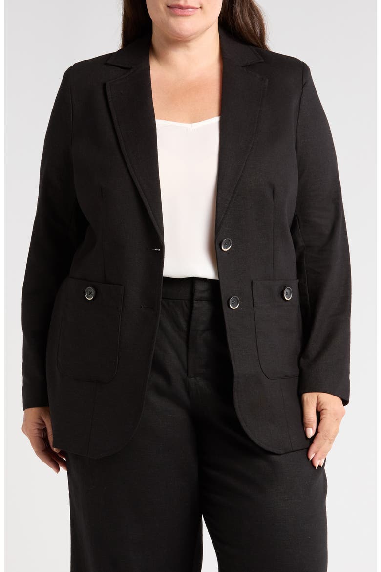 Coastal Linen Blend Blazer, Main, color, BLACK