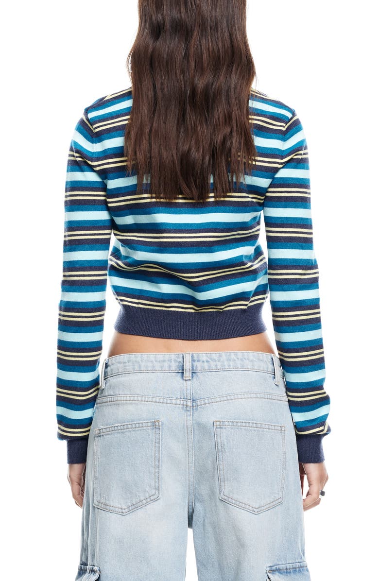 LIONESS Awakening Stripe Polo Cardigan, Alternate, color,