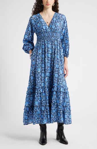 Chelsea28 Tiered Ruffle Long Sleeve Maxi Dress