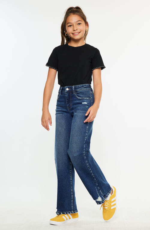 Kancan Dania High Rise Wide Leg Kids Jeans In Multi
