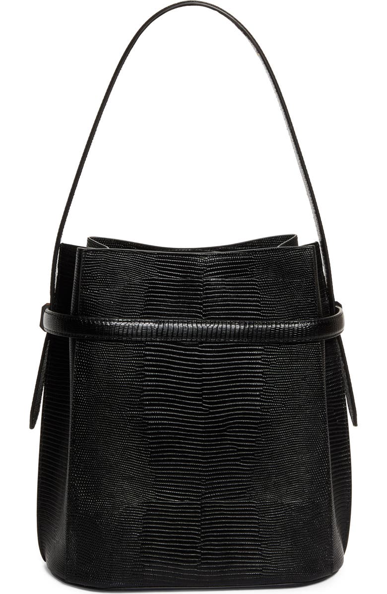 TOTEME Belted Lizard Embossed Leather Bucket Shoulder Bag, Alternate, color,