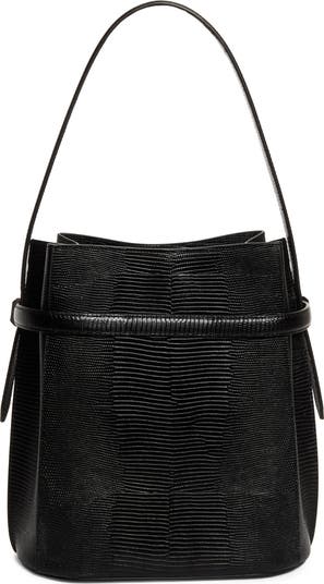 TOTEME Belted Lizard Embossed Leather Bucket Shoulder Bag