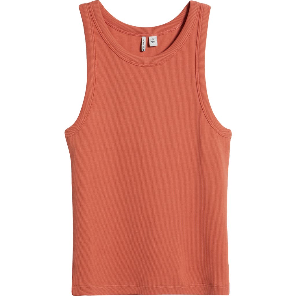 Nordstrom Everyday Cotton Rib Tank In Orange