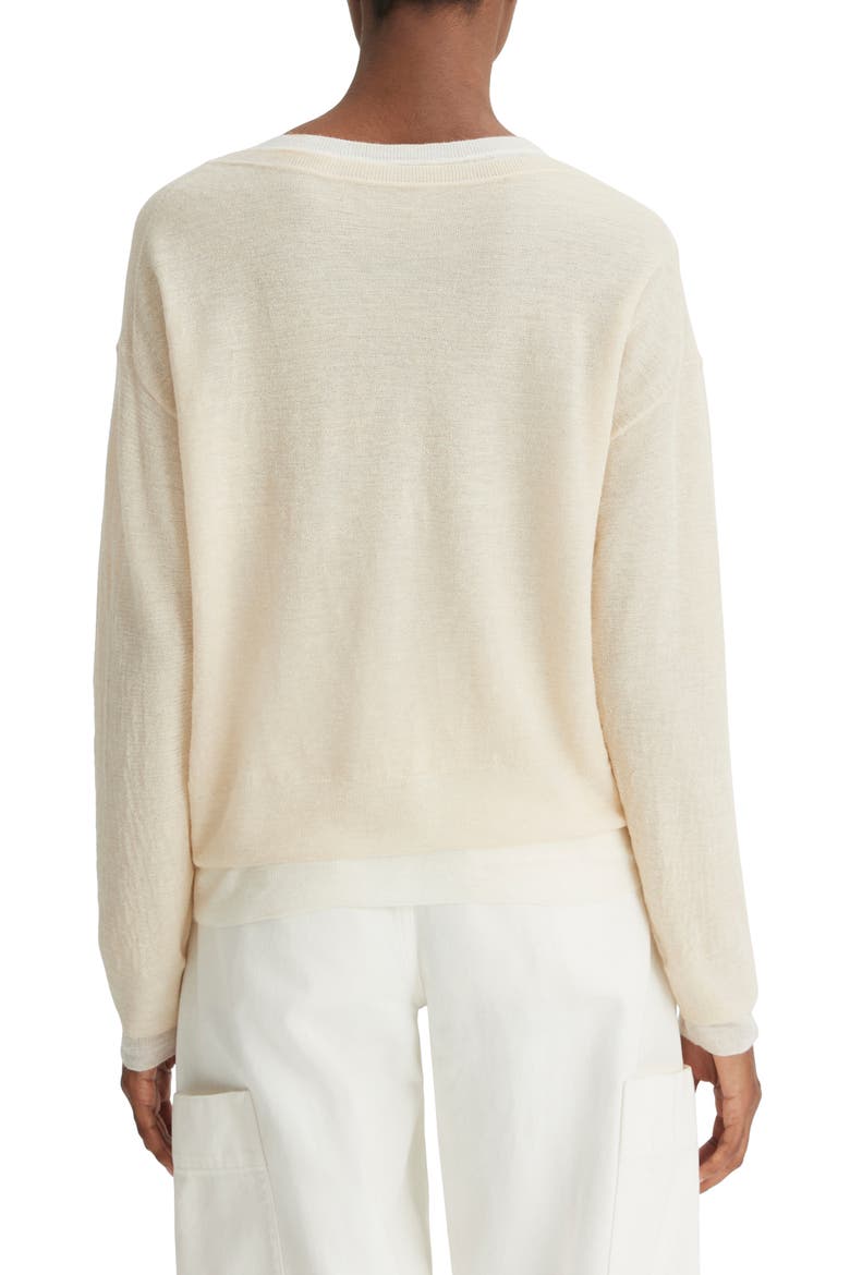 Double Layer Wool, Silk & Alpaca Crewneck Sweater, Alternate, color, WHITE SAND/ OFF WHITE