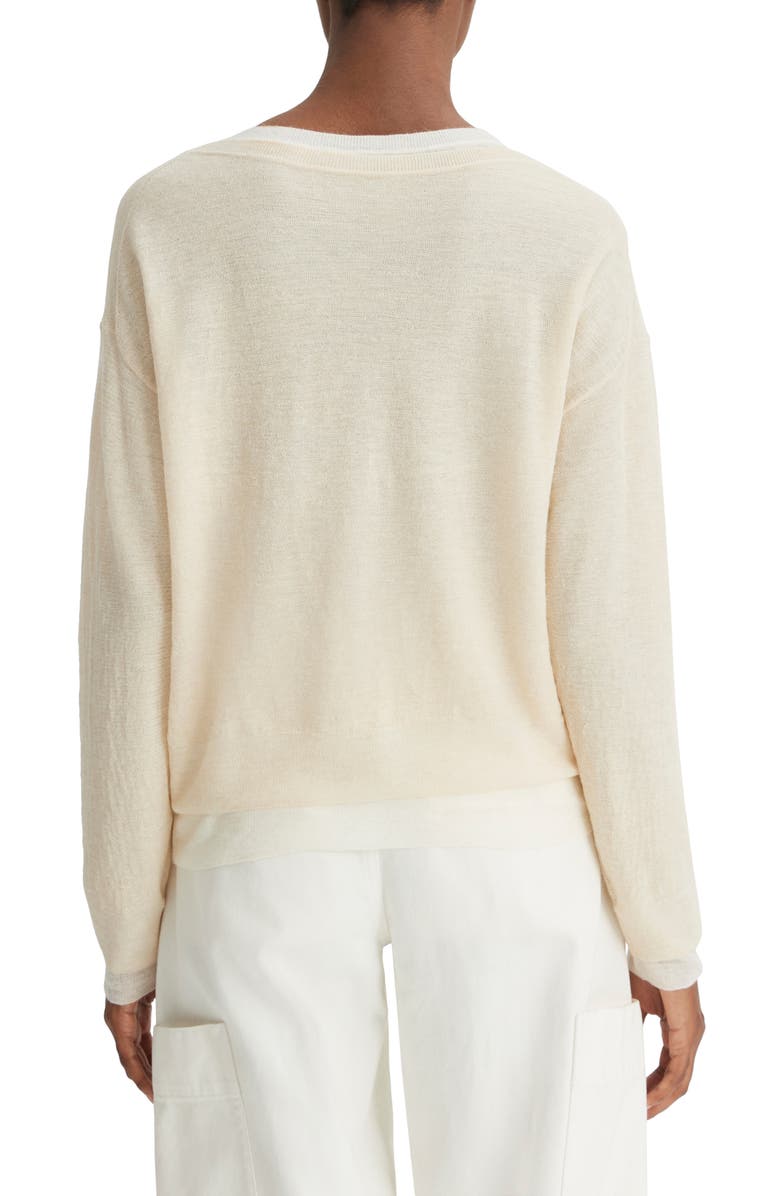 Vince Double Layer Wool, Silk & Alpaca Crewneck Sweater, Alternate, color,