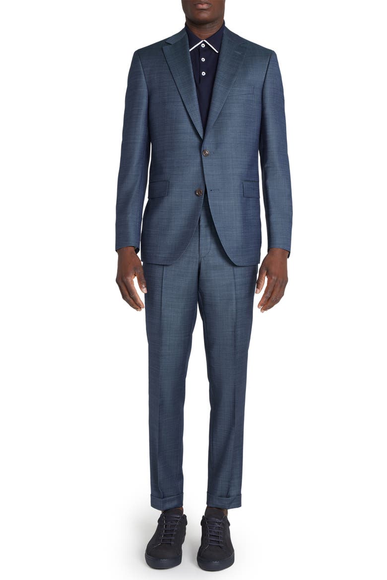 Esprit Soft Contemporary Fit Wool Suit, Main, color, BLUE
