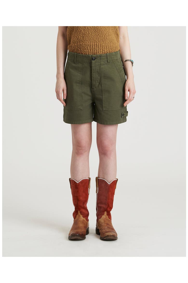 Jimt Herringbone Cotton Fatigue Shorts, Alternate, color, GREEN