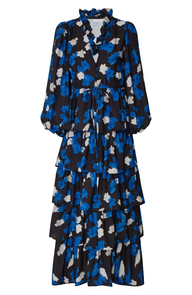 The Lulo Project The Storm Keeper Floral Ruffle Tiered Maxi Dress, Alternate, color, Jacaranda