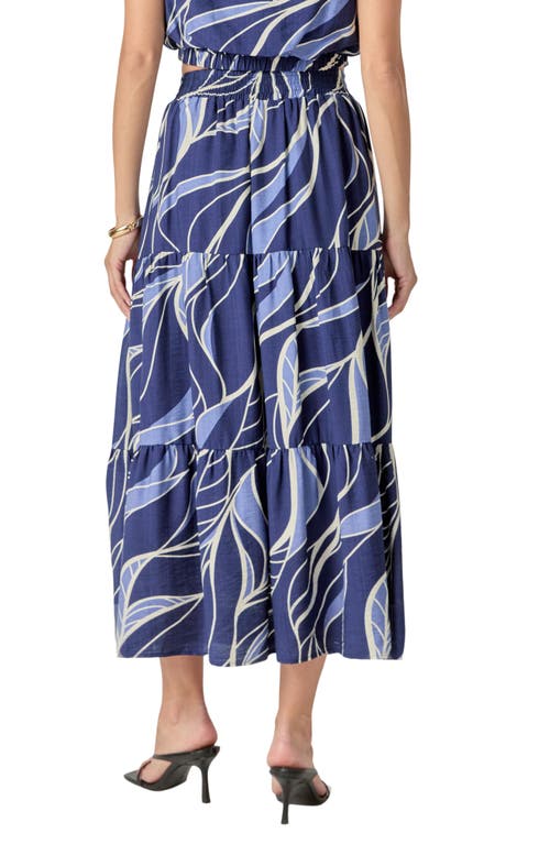 English Factory Print Tiered Maxi Skirt In Blue