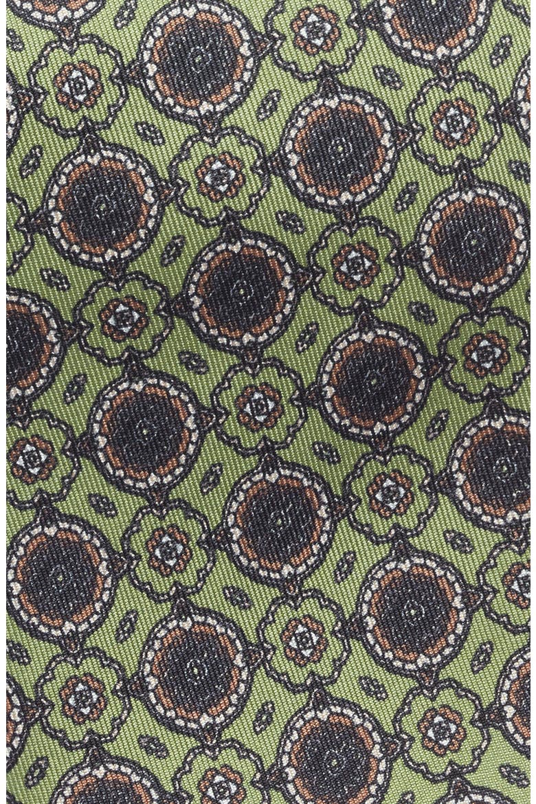 Cromwell Medallion Print Silk Tie, Alternate, color, LIGHT MOSS