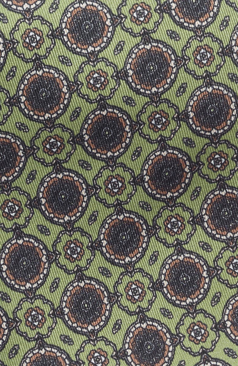 Jack Victor Cromwell Medallion Print Silk Tie, Alternate, color, Light Moss