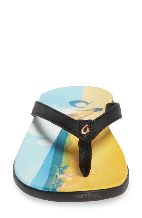 Olukai Ho'opio Pae Water Resistant Flip Flop In Black/pae
