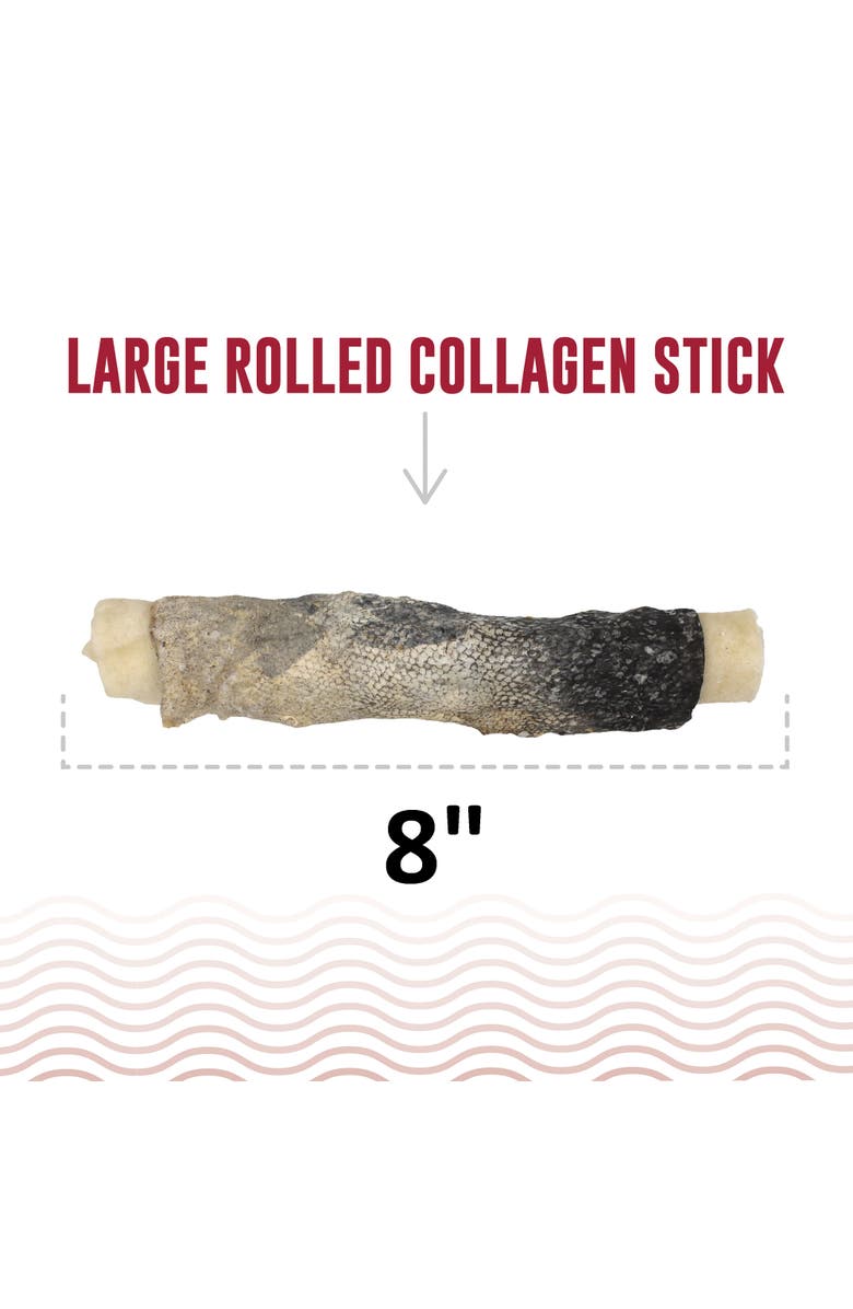 ICELANDIC+ Beef Rolled Collagen Stick with Wrapped Fish 8" Dog Treat, Alternate, color, Gray