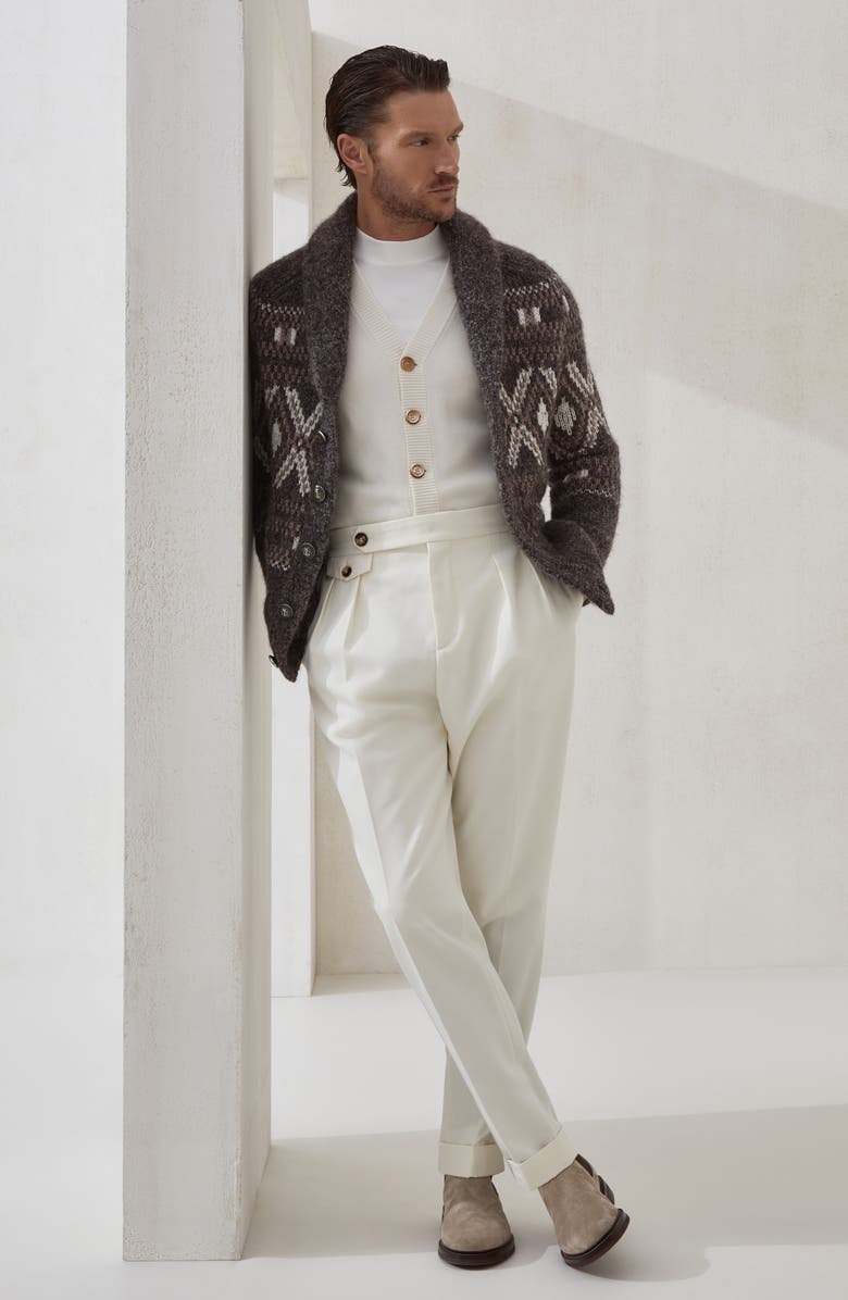 Brunello Cucinelli Gabardine tailor fit trousers, Alternate, color, Panama