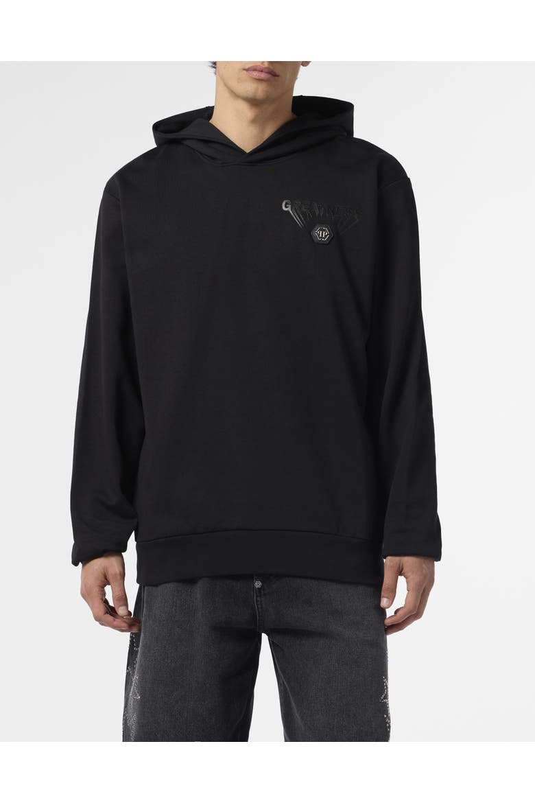 Fleece Hoodie Greatness Men, Main, color, black/black