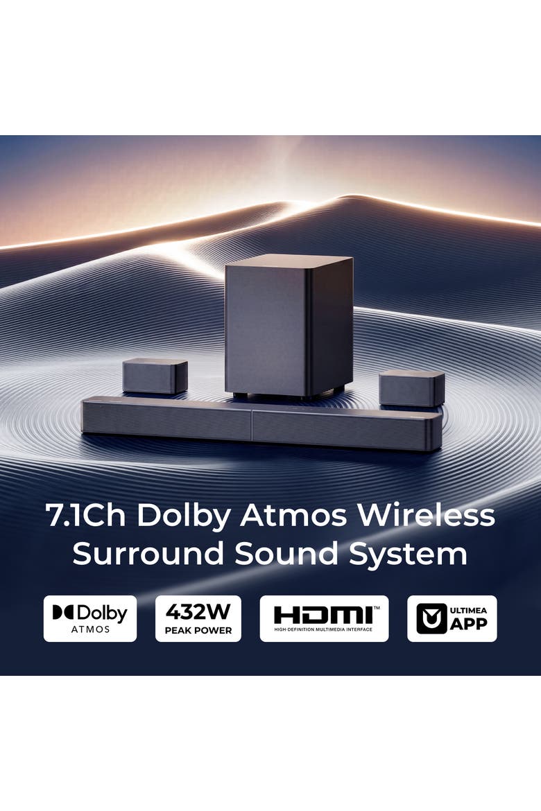 Poseidon M100 7.1Ch Wireless Surround Sound System, Dolby Atmos Sound Bar, HDMI eARC, Auracast, 432W, Alternate, color, Black