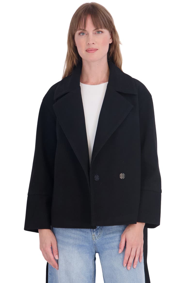 Short Wrap Coat, Alternate, color, BLACK